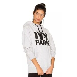 Ivy Park Gray Oversized Hoodie Black Logo Detail Relaxed Fit Athleisure‎ Medium